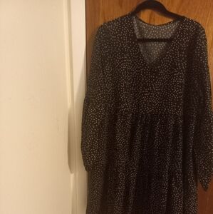 Unbranded Size 2XL Polka Dot Tiered Black and White Dress EUC